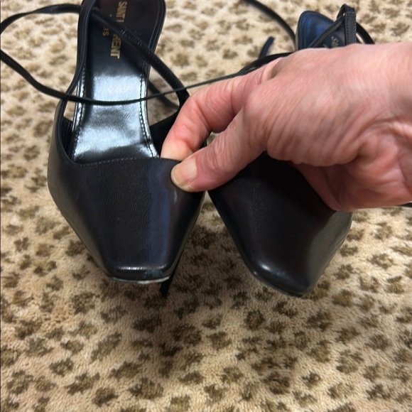 Saint Laurent Black Ankle Wrap Heels - Picture 5 of 5